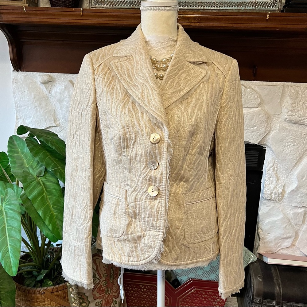 Apriori Women's Blazer Gold Metallic Jacket Size 12